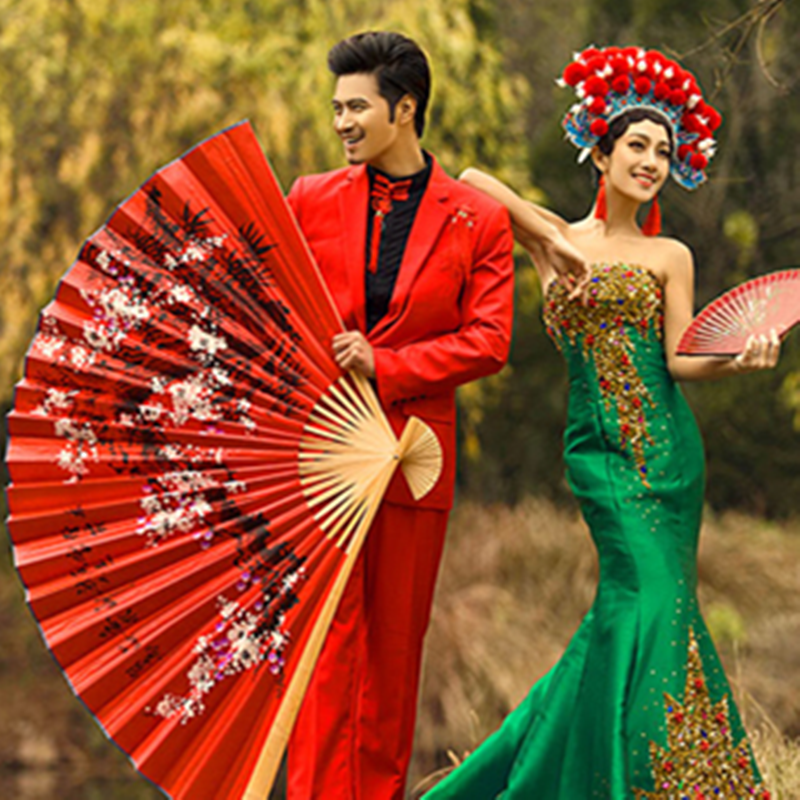 [I AM YOUR FANS] 100% Hand Made Custom Personalized Design Large Bamboo Hand Fans Decorative Wedding Hand Fans