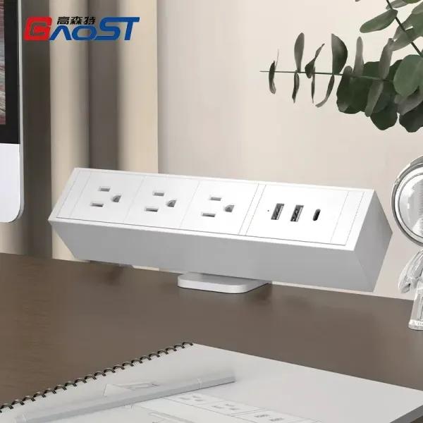 2A1C USB Desk Clamp Power Outlet Bar Fireproof For Workstation