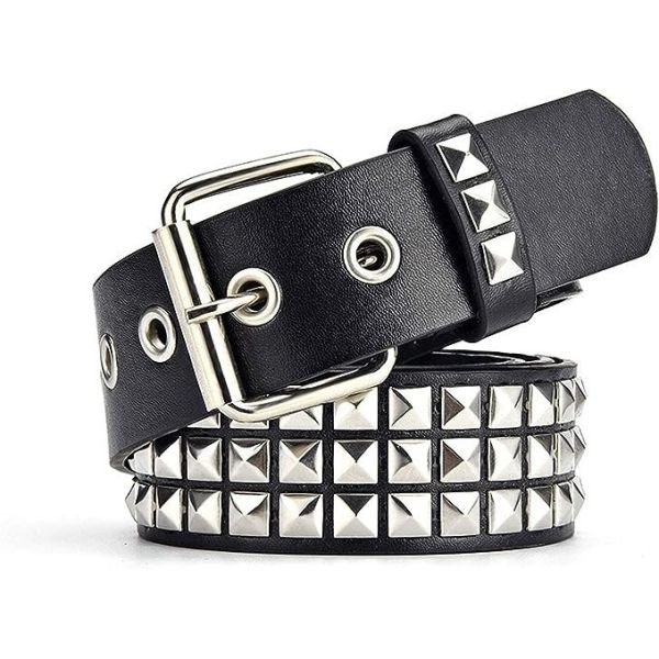 Unisex Western Belt with Ordinary Style Width 2-4cm Iron Buckle Rivet Punk Design