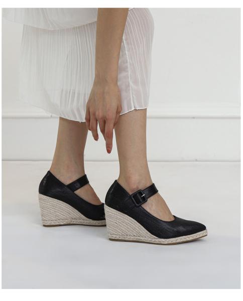BS144 Slope Heel Platform Platform Trifle Thick-Soled Hemp Rope Single Shoes European Summer New Style High-Heeled Shoes