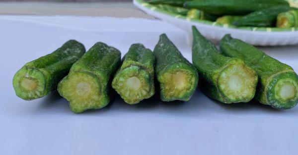 Vácuo orgânico fresco e natural Fried Okra da baixa temperatura dos petiscos dos vegetais secados