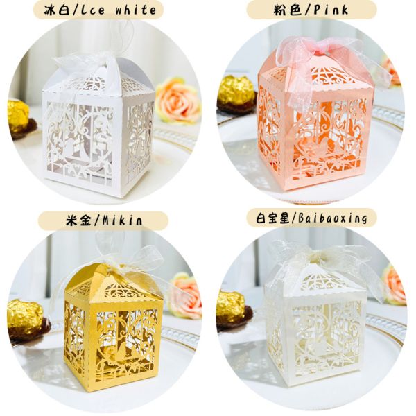 7.5x5x5cm Gift Packaging Box laser embossed Hollow Out For Wedding Souvenir