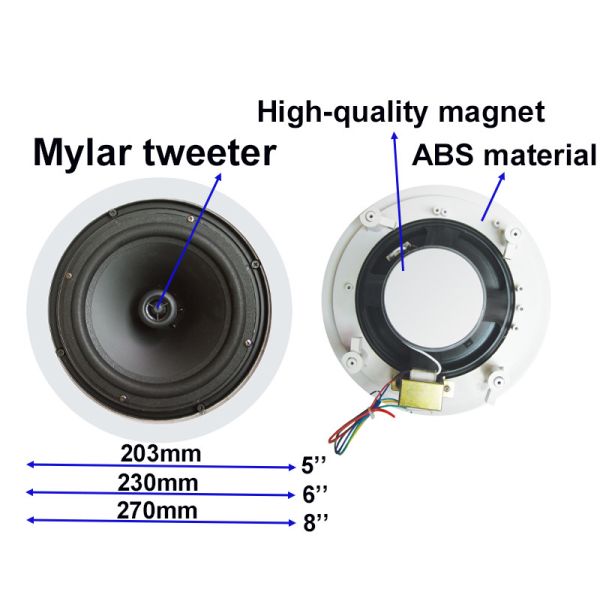 20w 100V Ceiling Mounted Surround Speakers ABS 5 Inch Coaxial Loudspeaker