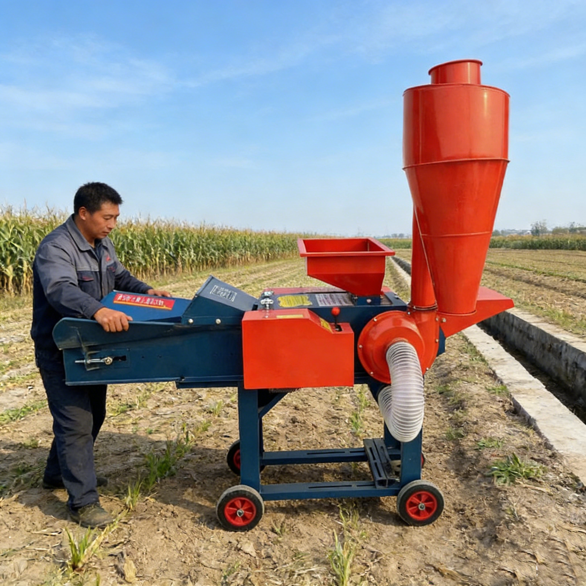 2 In 1 Chaff Cutter Grass Shredder Machine High Speed 1-2.8t/H Feed Capacity