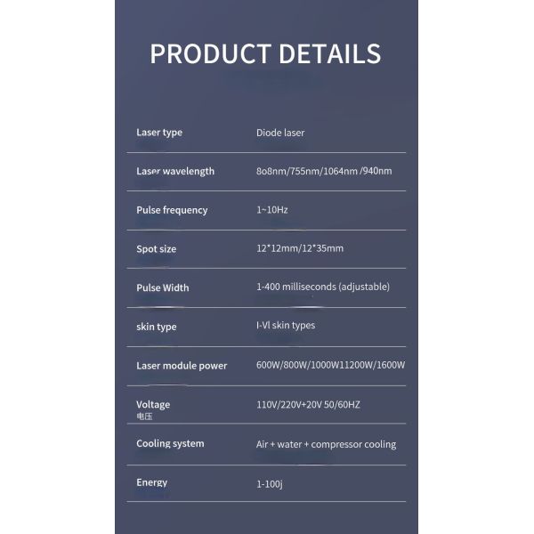 120J/Cm2 Laser Hair Removal Salon Machine 600W Unwanted Hair Removal Machine