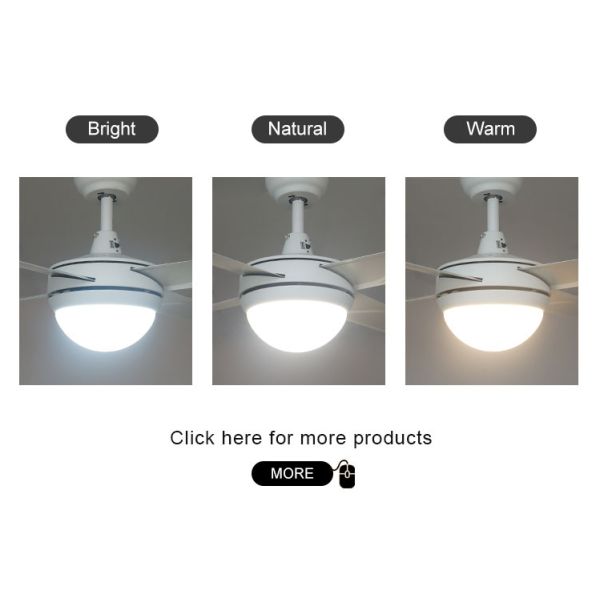 Fonte de alimentação Elétrico de 48 polegadas de lâminas de ferro Ventilador de teto de aço inoxidável com luz LED