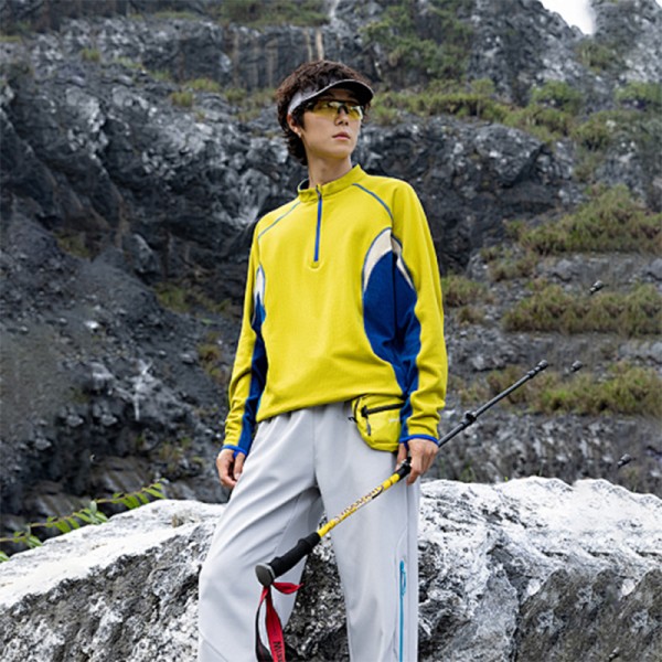 ODM OEM Mountain Run Top Anti-static Warm Antibacterial Color Block Stand Collar Long Sleeve Top