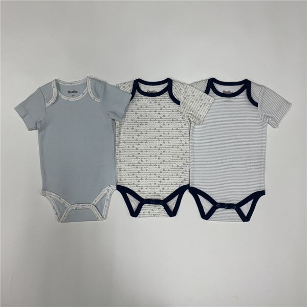 Button Closure Summer Baby Short Sleeve Cotton Kids Suit 3 Pcs Newborn Cloths With OEM