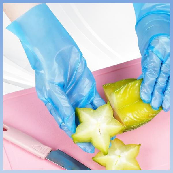 Stretchable Blue Disposable TPE Gloves Latex Free Hypoallergenic