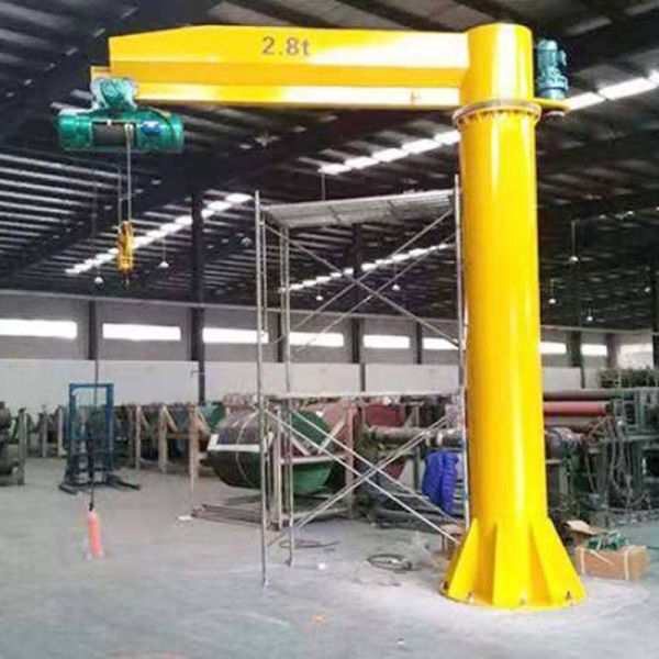 Warehouse Floor Mounted Jib Crane 360 Degree Rotation With Electric Hoist