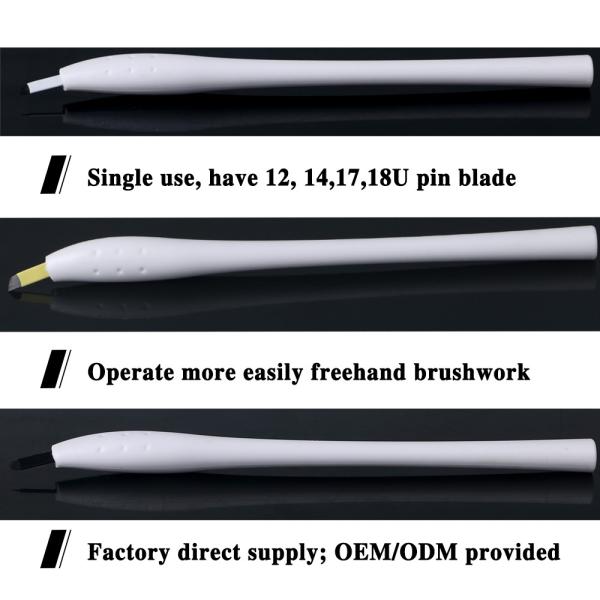 White Handle Microblading Manual Pen U Shape For Lip , Eye - line