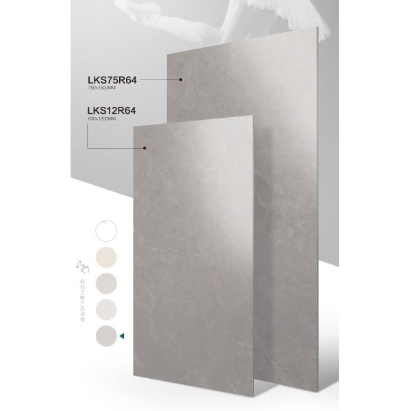 Серая мягкая стеклянная фарфоровая современная плитка для столовой и кухни 1200x600 мм