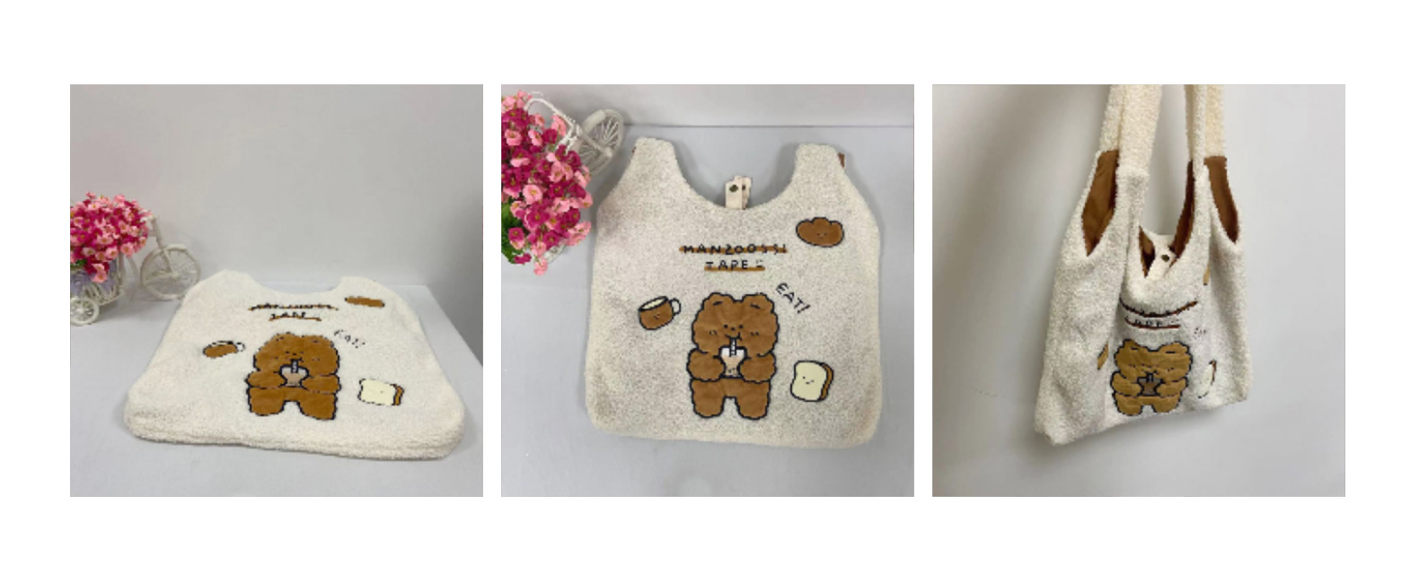 Сумка Tote 66x43cm медведя плюша OEM мягкая для студентов