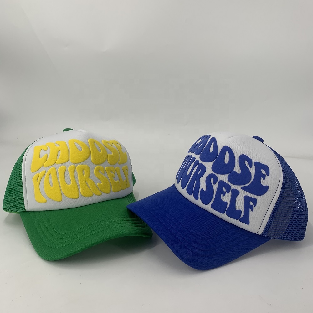Adults Trucker Mesh Cap Custom Puff Printing Foam Trucker Hat 58-60CM