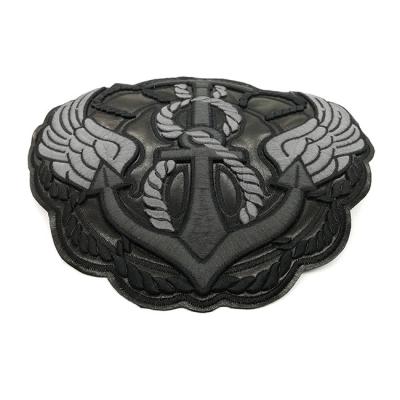 Leather Durable 3D Embroidered Patches Laser Cut Border Shape Customized