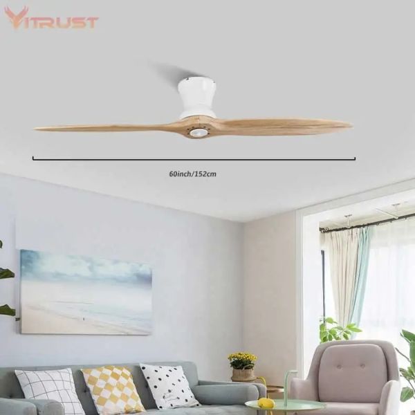Dimmable ceiling fan with LED Light 60 inch Indoor wood Two-Blade Ceiling Fan light(WH-VLL-40)