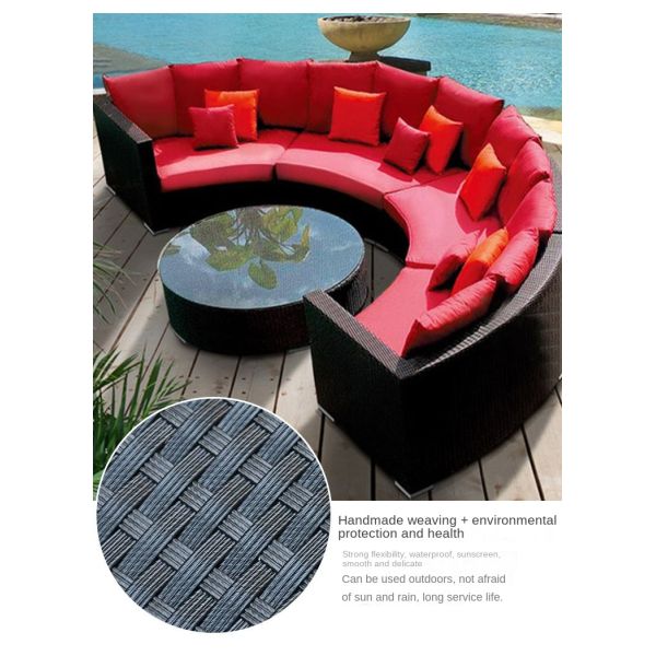 Popular Modern Garden Hotel Courtyard PE Rattan Curved Diâmetro 3M Sofa Set