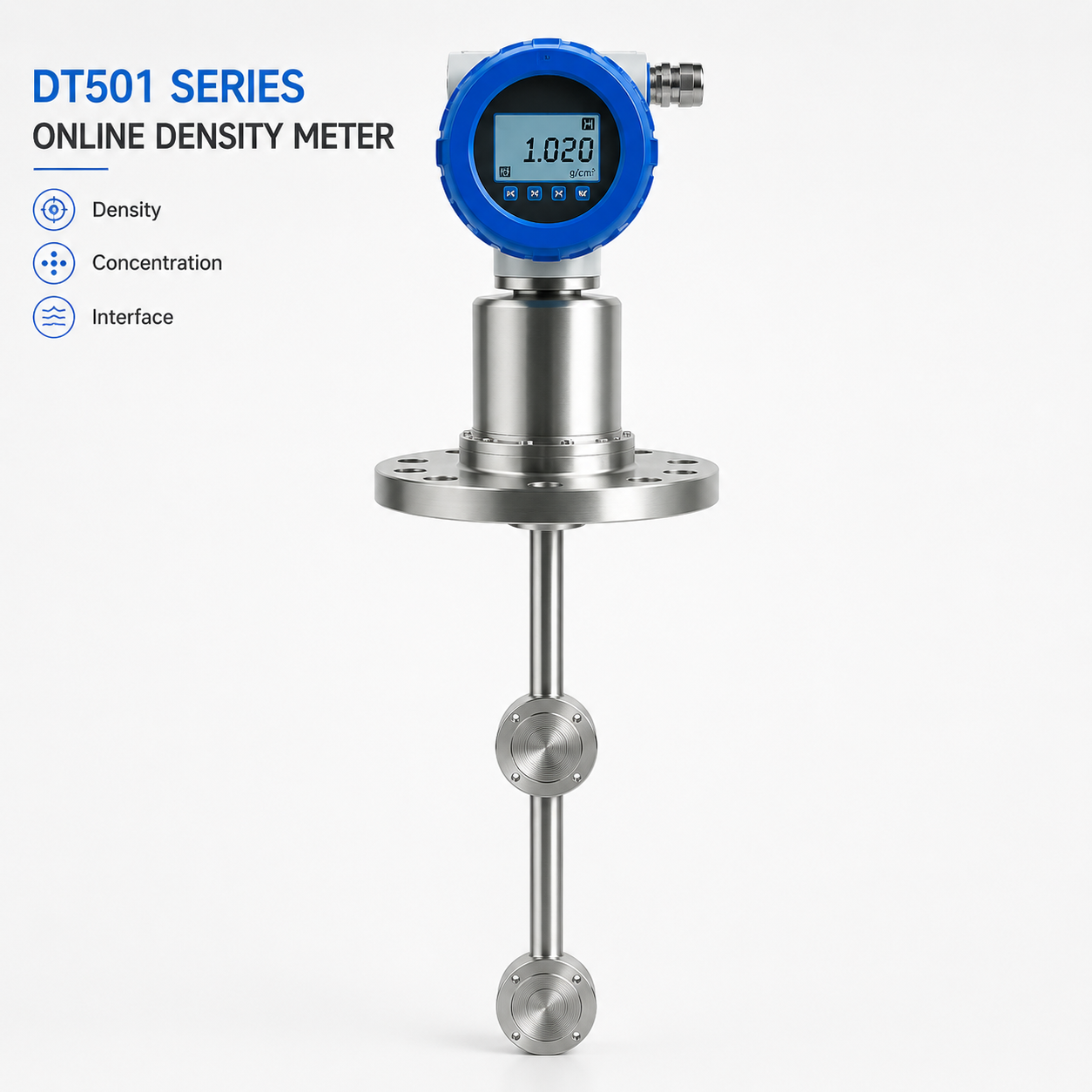 High Accuracy Online Density Meter with Wide Range 0.5–5 g/cm³ and HART