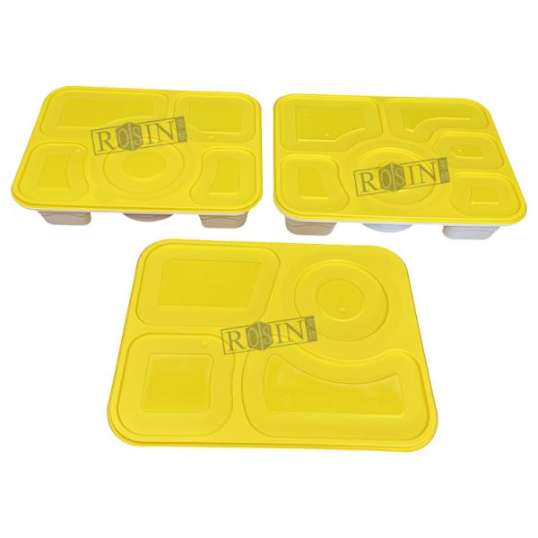 4 5 6 Sections Food Grade Meal Takeout Container Plastic Food Packaging with Soup Bowl