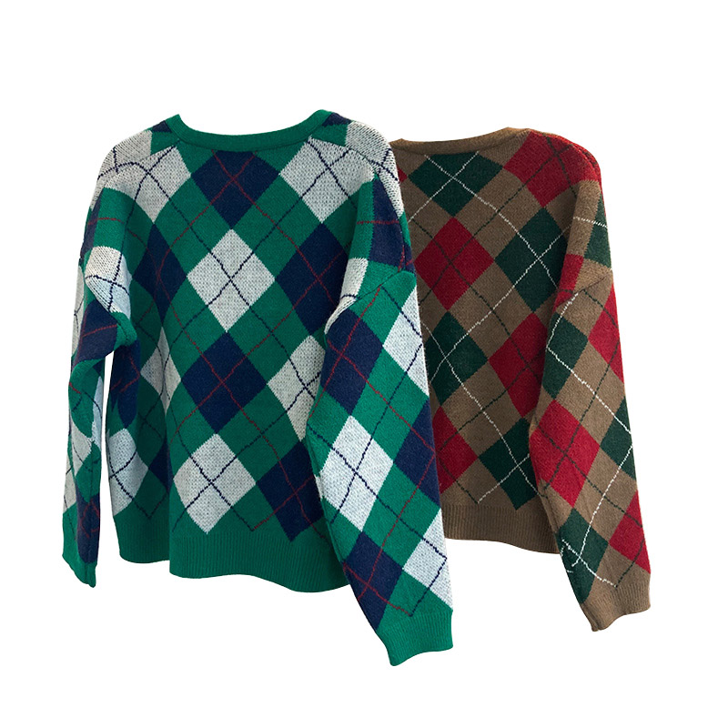 V - дизайн тартана кнопки шеи Bespoke свитеры подрезал длинным свитер связанный рукавом