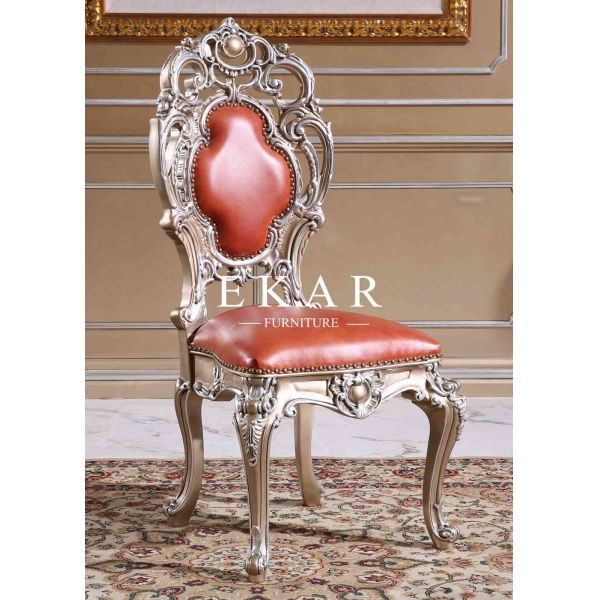 Retro Leather and Fabric Luxury High Quality Solid Wood Dining Chair