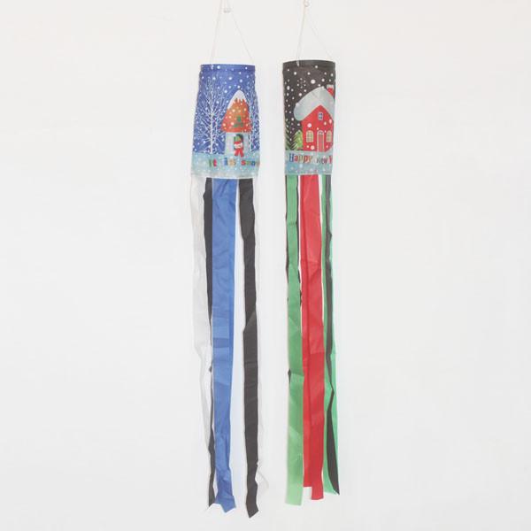 Christmas wind sock house with snow