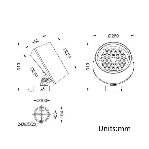 36x2W 24Vdc DMX LED Architectural Flood Light IP66 Outdoor 120LM/W