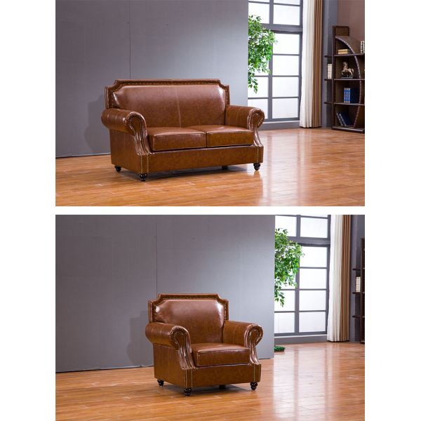 Nidea #8977 Luxury Genuine Leather Sofa Set with American Design Comfortable & Durable Sponge Filled Sofa for Home Hotel & Villa Use