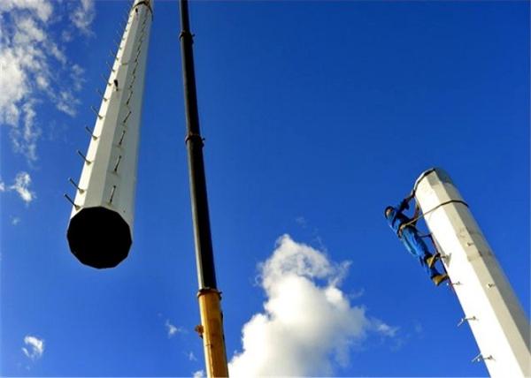 Heavy Weight Monopole Transmission Tower With Hydraulic Press Stamping, Hot-dip Galvanizing Monopole Transmission Tower