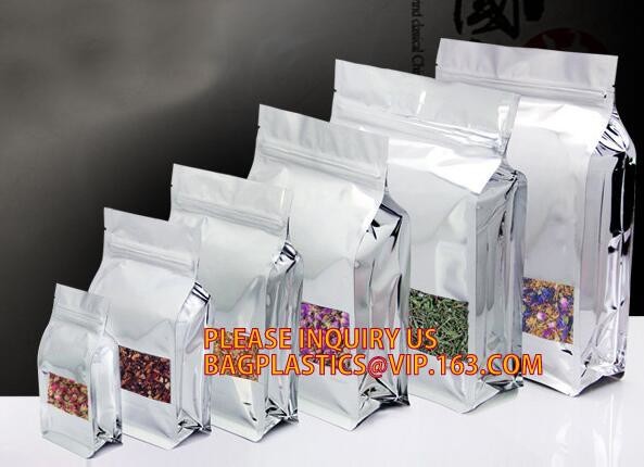 Reusable Stand Up Zipper Pouch Aluminum Foil Bags, Square Bottom Coffee Packaging Bags With Valve
