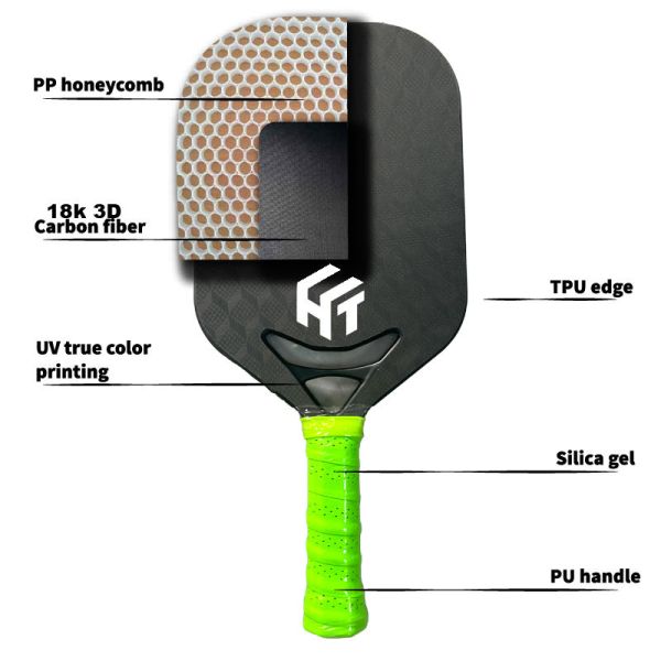 Bezel Less Thermoformed Pickleball Paddles Carbon Fiber Length 42*19.8*1.4cm