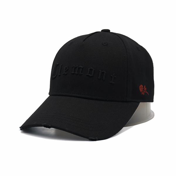 Black 100% Cotton 5 Panel Baseball Cap Custom Embriodery Logo