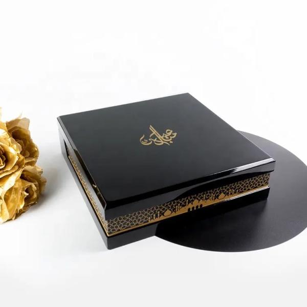 Birch Wood Custom Wooden Gift Boxes With Black Lacquer OEM ODM