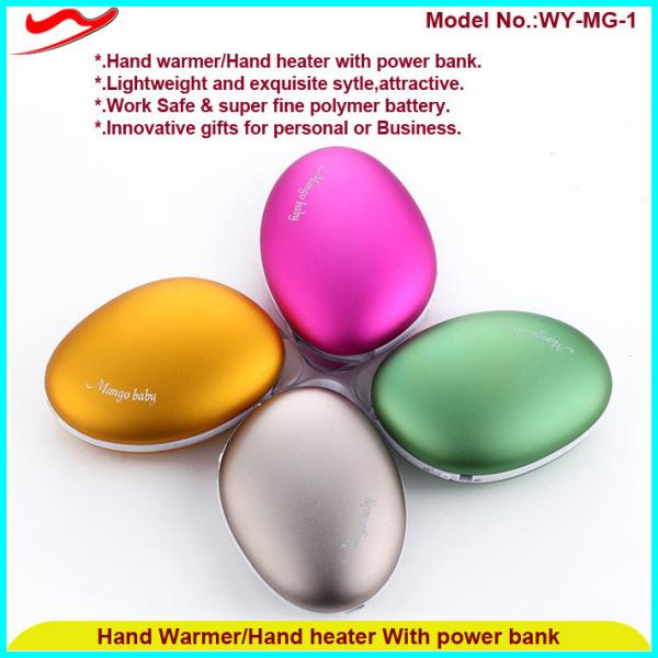 Innovative usb rechargeable mini electronic hand warmer With power bank WY-MG-01