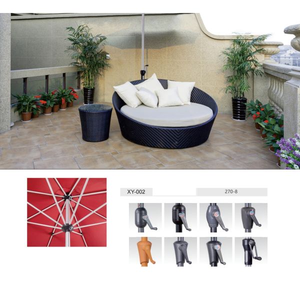 Pool Outdoor Lounge Chair With Umbrella Canopy SunShade Cantilever Garden Parasol Patio Furniture