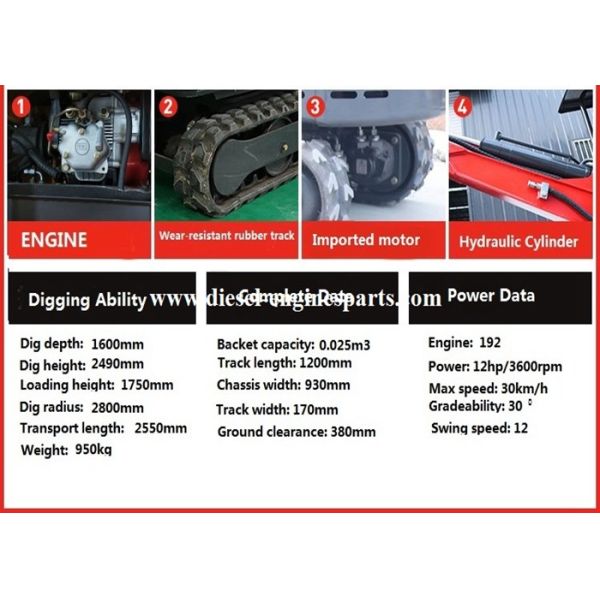 Diesel Engine Small Crawler Excavator Wear Proof Portable Mini Excavator