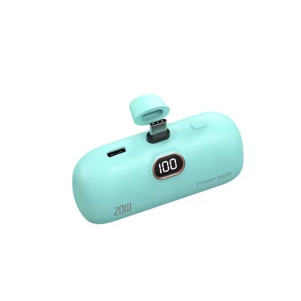 Mini Cordless Power Bank 5000mAh 20W PD Type C Fast Charging Capsule Portable