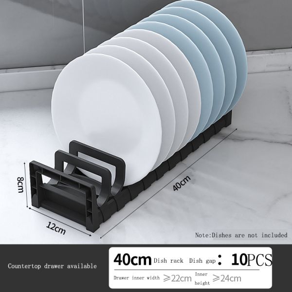 48*16*9.5 cm Dish Holder for Kitchen Cabinet Drawer Dinnerware Retractable Holder