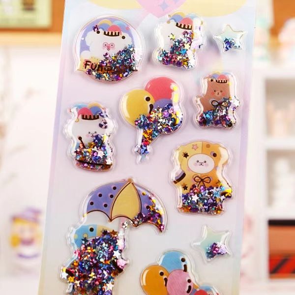 Игрушки 3D детей светя красочным кристаллическим тряся загерметизированным стикерам награды детского сада стикеров