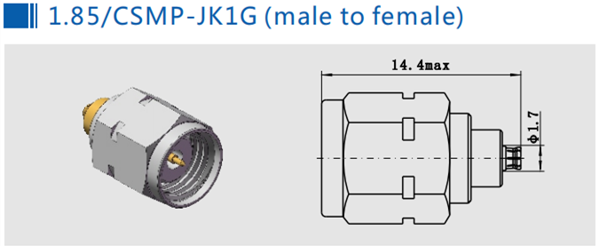 Passivated Stainless 1.85 to CSMP Male Adapter