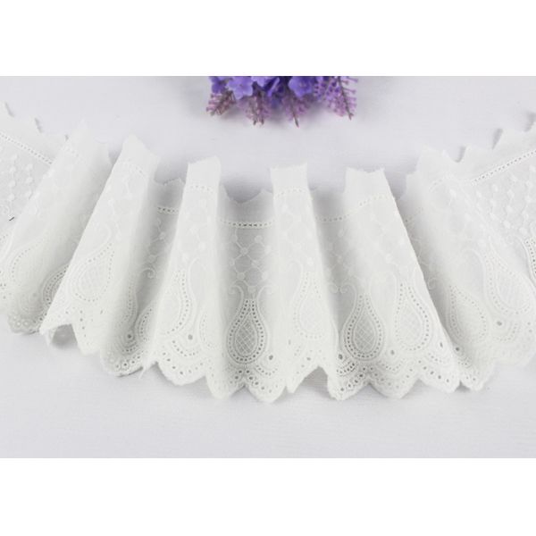 Белая квартира вышила картине цветка ленты шнурка хлопка для ширины 12,5 см платья зимы