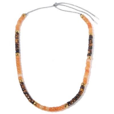 Longueur 32 collier perlé multicolore, collier en pierre naturel de perles de 6*8mm