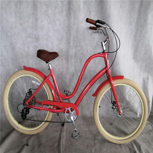 Lightweight Aluminum Unisex Step Thru 8 Speed Hybrid Women Beach Cruiser Bike Bicycle 26 Inch