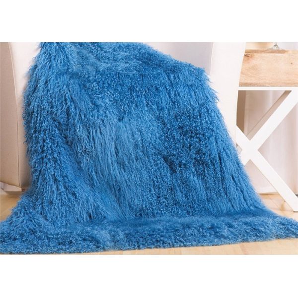 La decoración mongol del hogar de la manta de la zalea modifica colores azules de la piel para requisitos particulares del cuero auténtico del diseño diversos