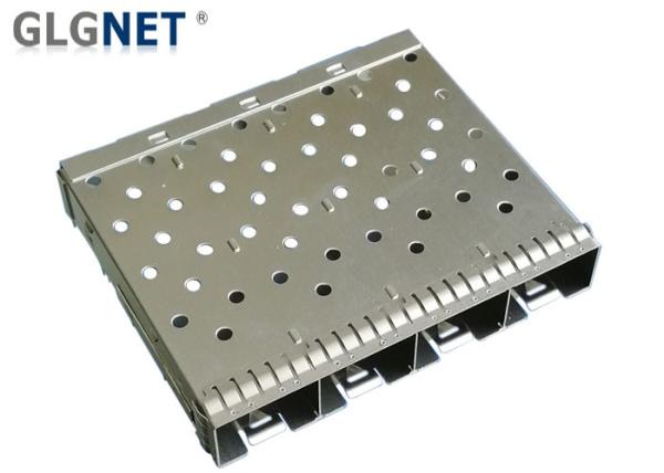 4 Ports Ganged SFP+ Shield Cage Assembly with EMI Spring Press fit Mounting
