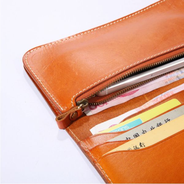 Vegetable Tanned Leather Wallet Mens Long Wallet Womens Leather Wallets