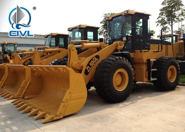 Compact Wheel Loader 5T 4m3 Bucket Capacity Wheel Loader Rock Bucket Seiers CVZL50GN Yellow Color
