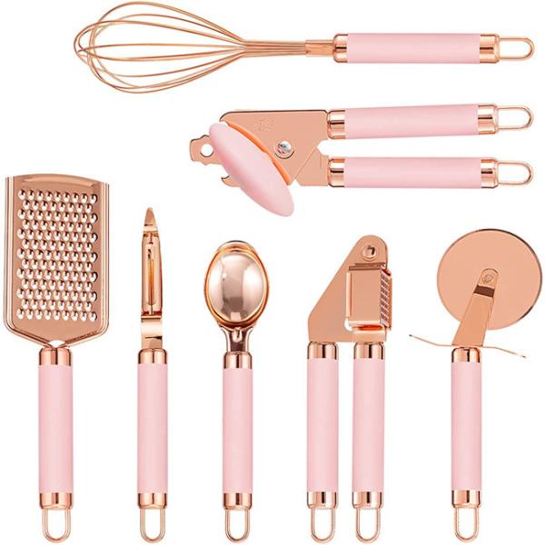 O cobre do grupo do dispositivo da cozinha revestiu utensílios de aço inoxidável para acampar