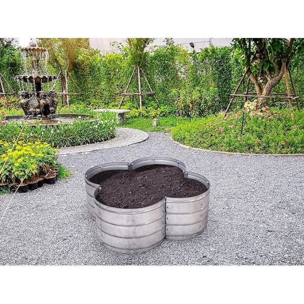 Galvanized Raised Garden Beds Outdoor Planter For Gardening Vegetables 3*3*1 Ft Irregular Sharp Metal Garden Box(Sliver)
