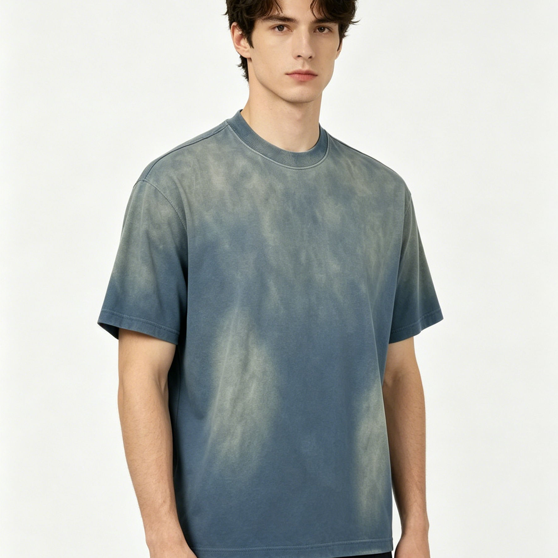 Men’s Vintage Washed Cotton T-Shirt 270GSM Oversized High Street Casual Tee